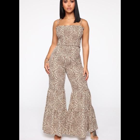 FASHION NOVA Cheetah print ruffle jumpsuit - Picture 1 of 3